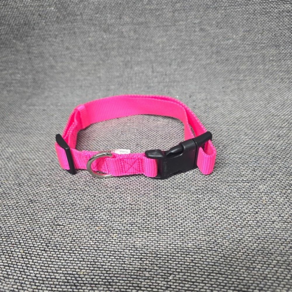 Petco Neon Pink Nylon Dog Collar‎ Adjustable Plastic Buckle D-Ring 3709744